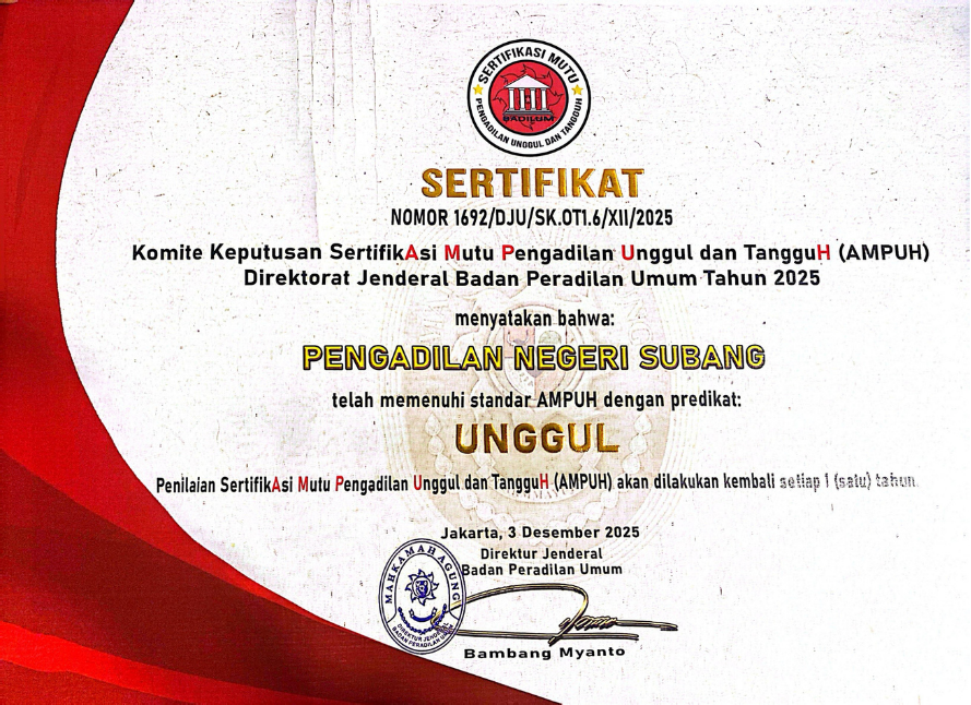 Sertifikasi Mutu Pengadilan Unggul & Tangguh