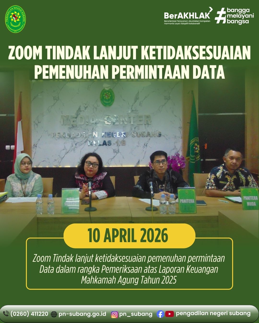 PN SUBANG IKUTI KOORDINASI TINDAK LANJUT PEMENUHAN DATA LAPORAN KEUANGAN MAHKAMAH AGUNG TA 2025