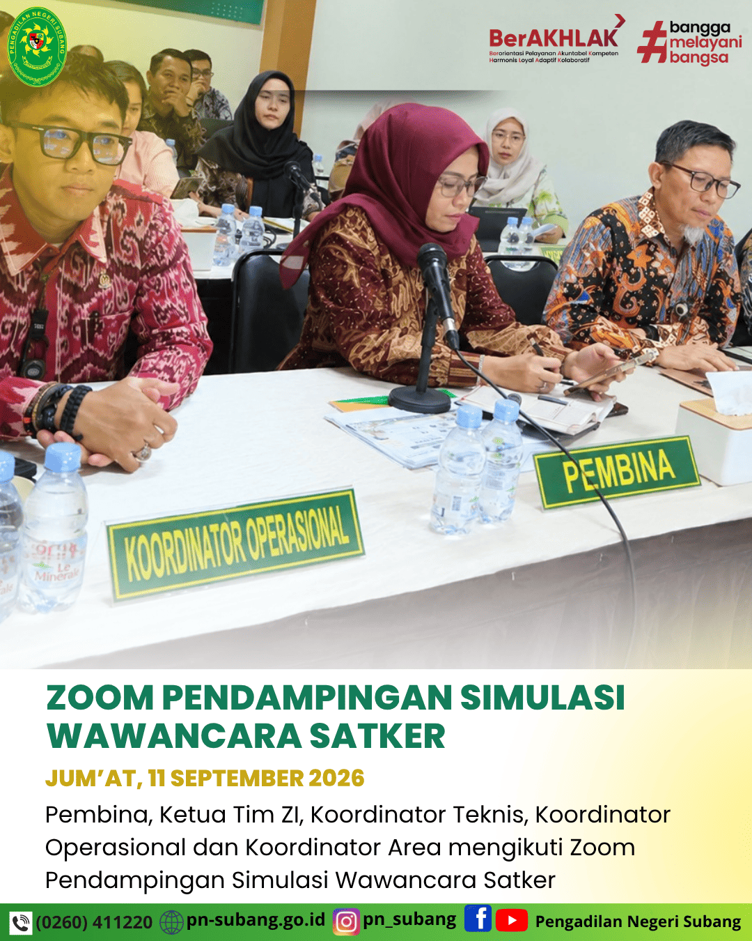 PN SUBANG IKUTI ZOOM PENDAMPINGAN SIMULASI WAWANCARA SATUAN KERJA PEMBANGUNAN ZONA INTEGRITAS