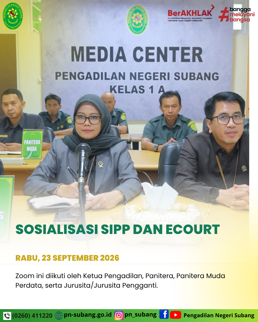 PENGADILAN NEGERI SUBANG MENGIKUTI SOSIALISASI SIPP DAN E-COURT SECARA DARING
